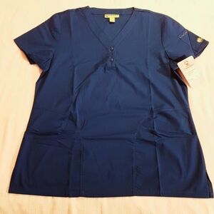 Crocs women's size Large blue scrub top, NWT